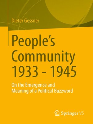 cover image of People's Community 1933--1945